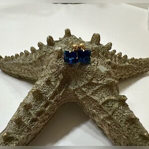 Stainless Steel Gold tone Royal Blue stud earrings